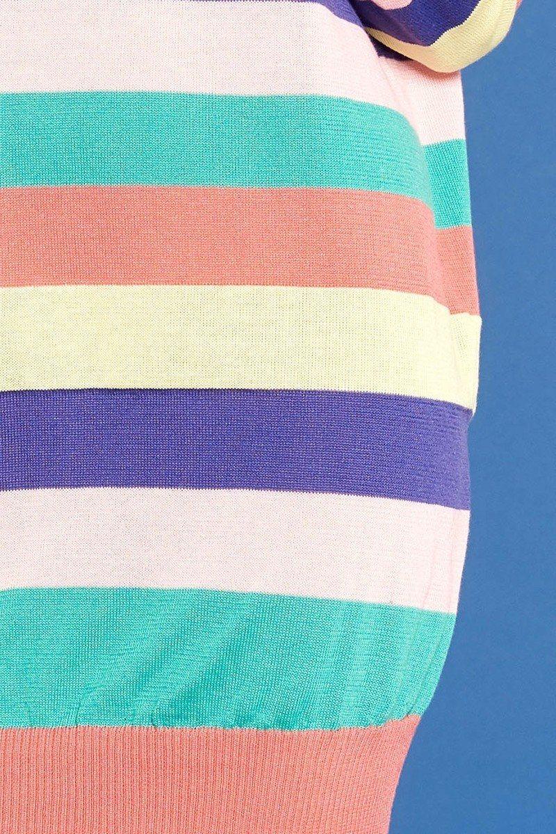 Multi-colored Striped Knit Sweater Dress - AMIClubwear