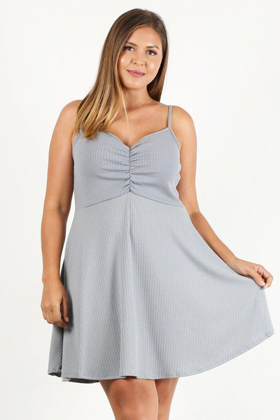 Plus Size Solid Print Sleeveless Dress - AMIClubwear