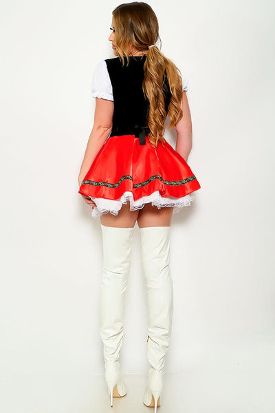 Red Black White Beer Girl Oktoberfest Costume - AMIClubwear