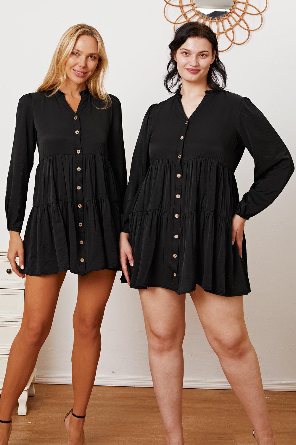 Ruffled Button Up Long Sleeve Tiered Shirt - AMIClubwear