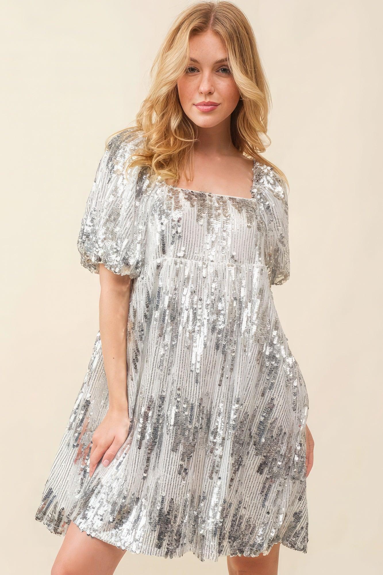 Sequin Babydoll Mini Dress - AMIClubwear