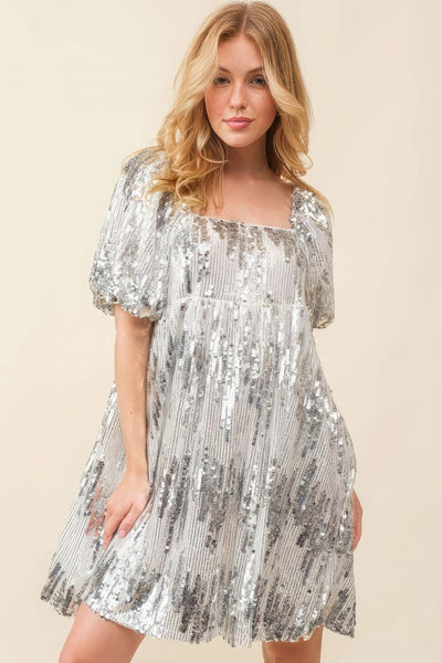 Sequin Babydoll Mini Dress - AMIClubwear