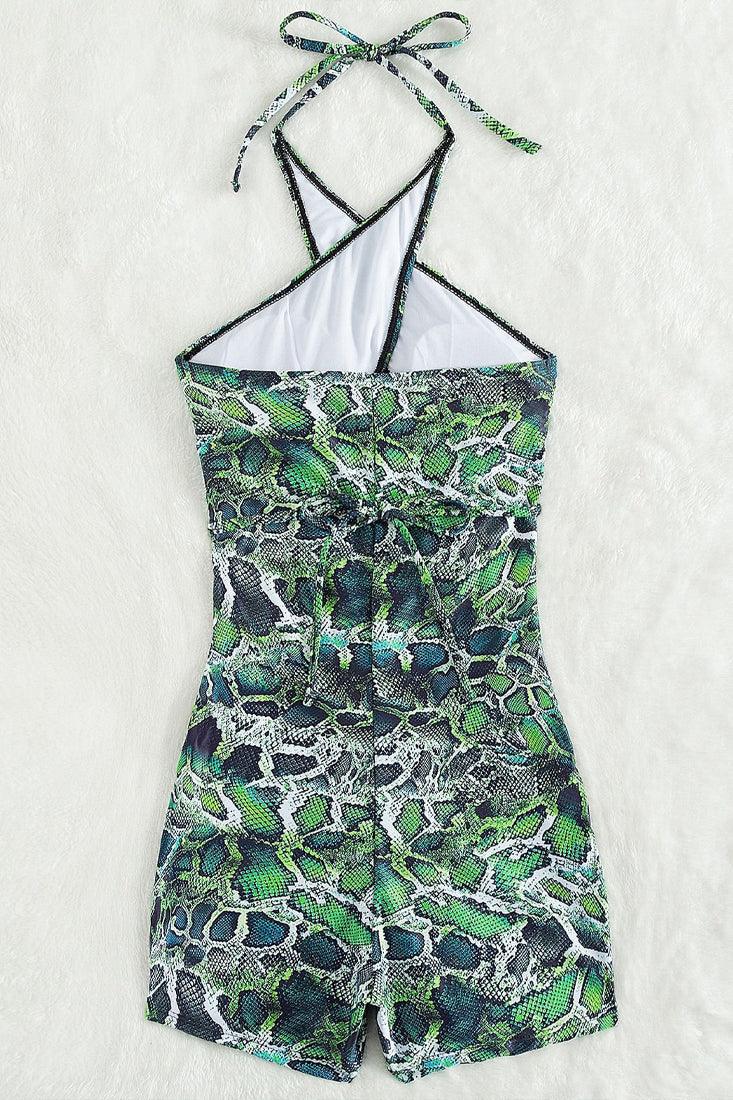 Sexy Green Snake 1pc Romper Swimsuit - AMIClubwear