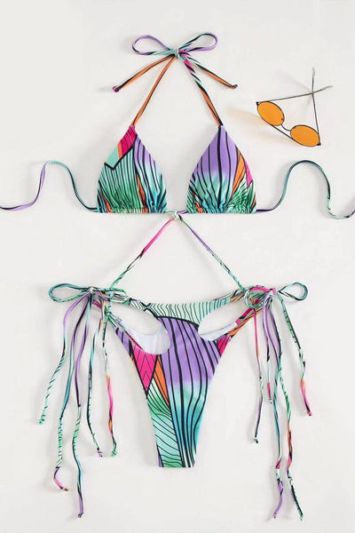 Sexy Rainbow Graphic 1pc Monokini Thong Swimsuit - AMIClubwear