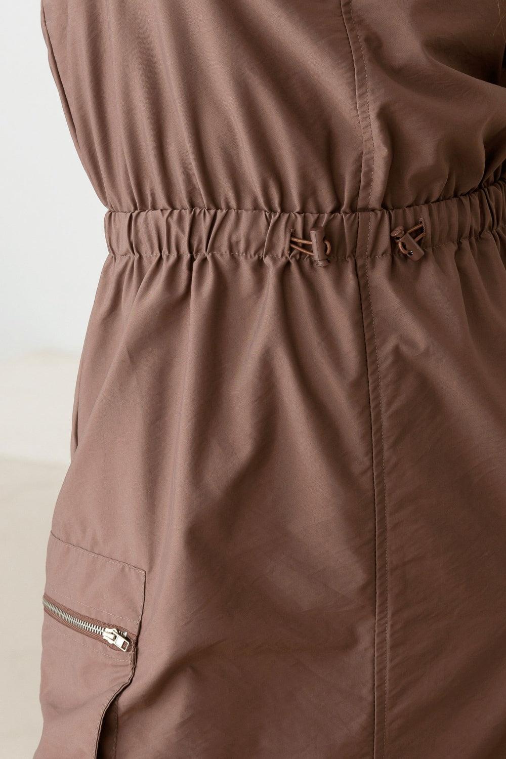 Tasha Apparel Adjustable Strap Waist Drawstring Cargo Midi Dress - AMIClubwear