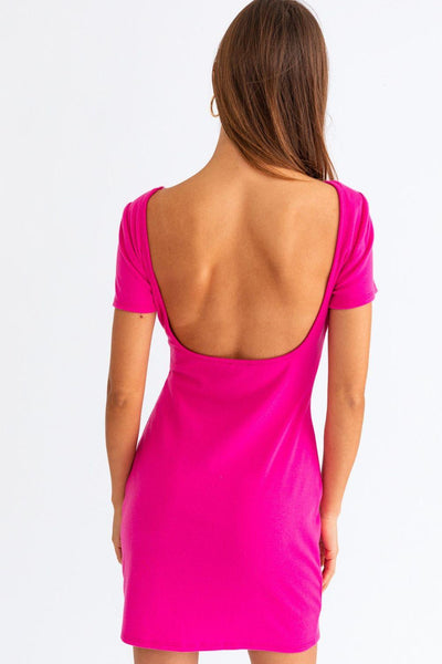 Tasha Apparel Short Sleeve Low Back Mini Dress - AMIClubwear