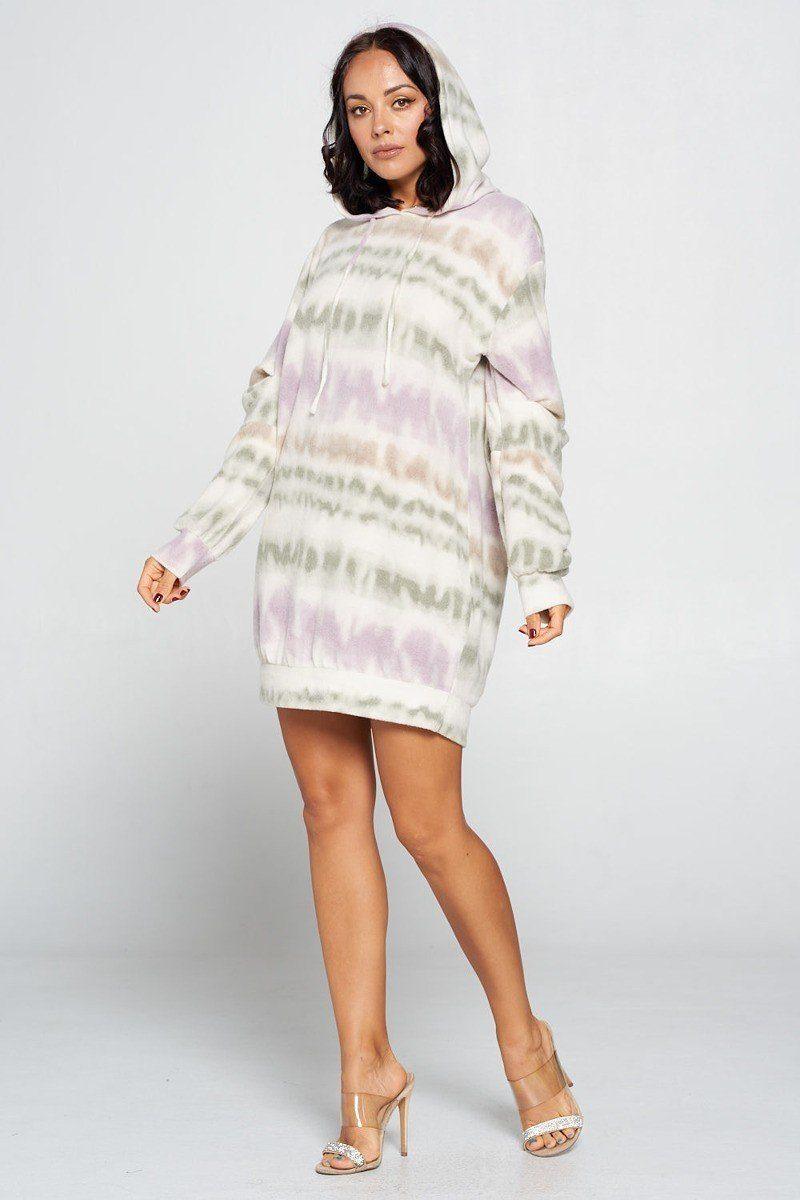 Terry Brushed Print Sweater Dress - AMIClubwear