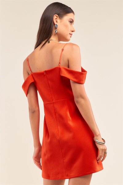 Tomato Red Sweetheart Neck Off The Shoulder Mini Dress - AMIClubwear