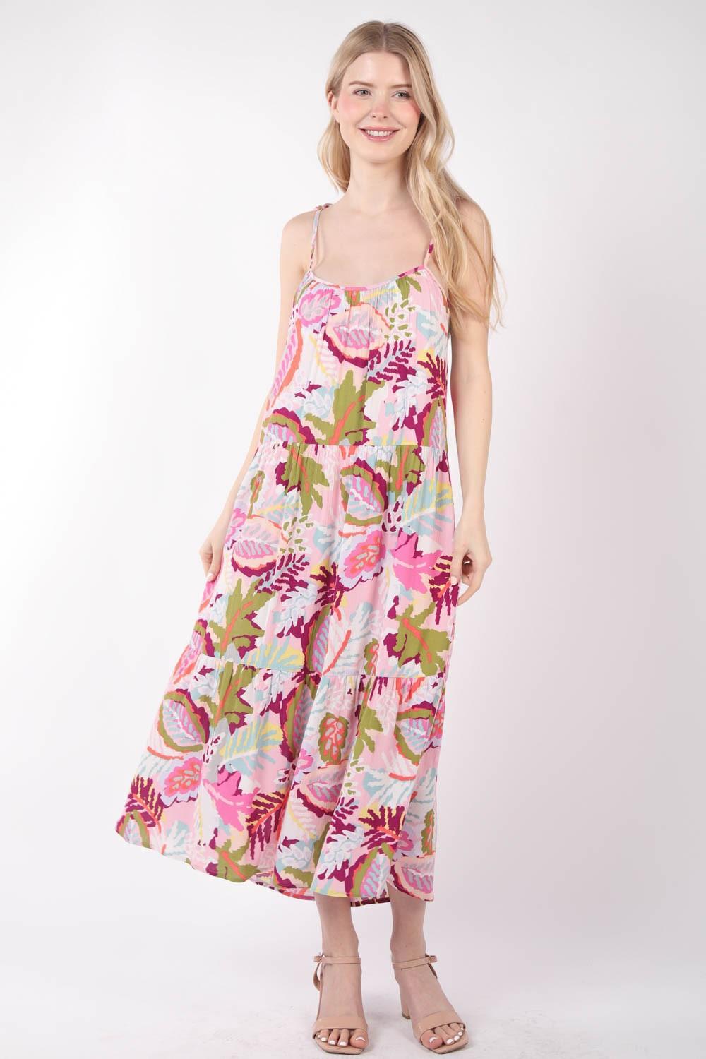 VERY J Tropical Printed Cami Midi Dress - AMIClubwear