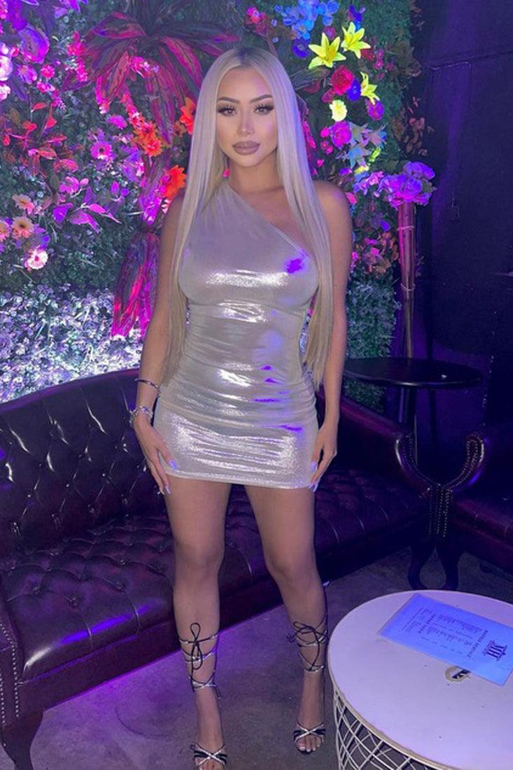 Sexy Silver Cross Neck Party Dress