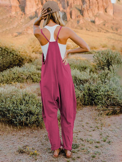 Double Take Full Size Sleeveless V-Neck Pocketed Jumpsuit - AMIClubwear