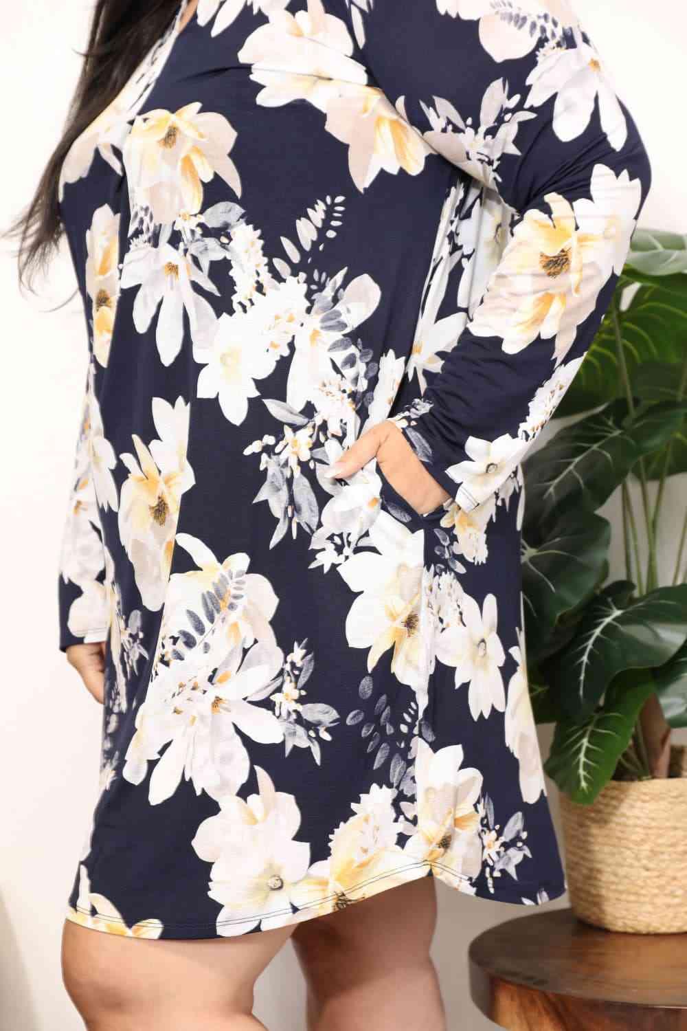Sew In Love Full Size Flower Print Shirt Dress - AMIClubwear