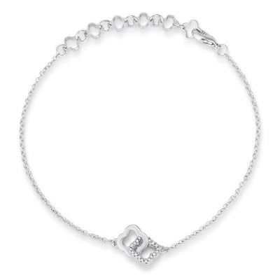 .1 Ct Rhodium Bracelet with Interlocking Floral Links - AMIClubwear