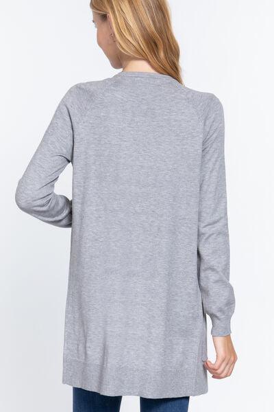 ACTIVE BASIC Open Front Long Sleeve Cardigan - AMIClubwear