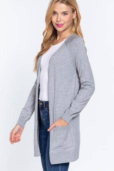 ACTIVE BASIC Open Front Long Sleeve Cardigan - AMIClubwear
