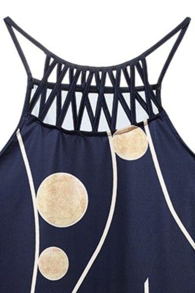 Printed Grecian Neck Mini Dress - AMIClubwear