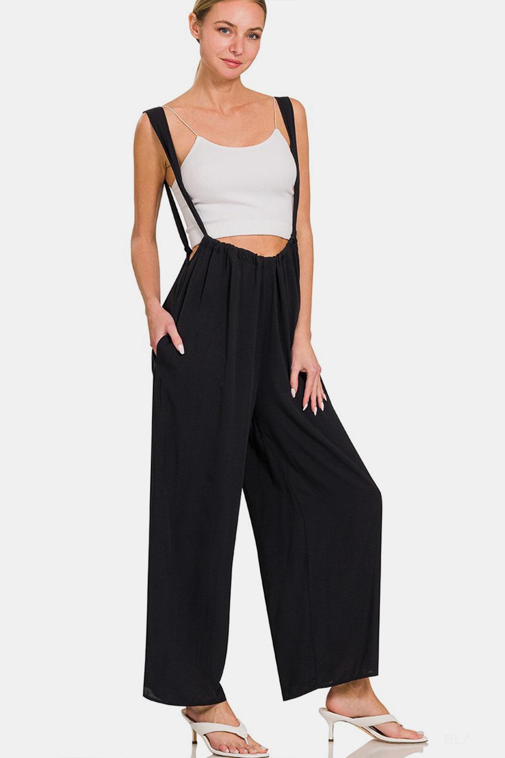 Zenana Tie Back Suspender Jumpsuit with Pockets - AMIClubwear
