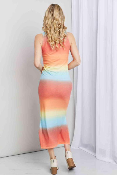 Zenana Gradient Sleeveless Slit Midi Dress - AMIClubwear