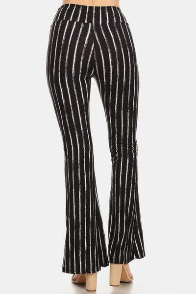 Leggings Depot Striped High Waist Flare Pants - AMIClubwear