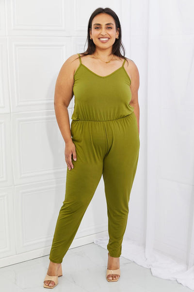 Capella Comfy Casual Full Size Solid Elastic Waistband Jumpsuit in Chartreuse - AMIClubwear