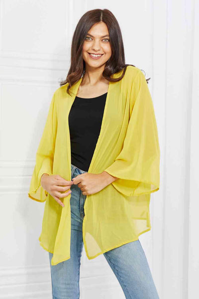 Melody Just Breathe Full Size Chiffon Kimono in Yellow - AMIClubwear