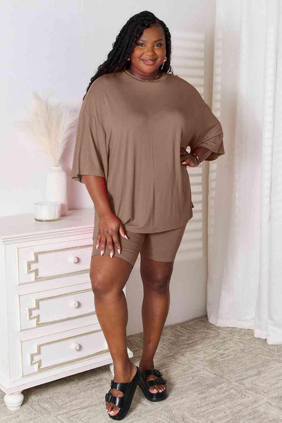 Basic Bae Full Size Soft Rayon Three-Quarter Sleeve Top and Shorts Set - AMIClubwear