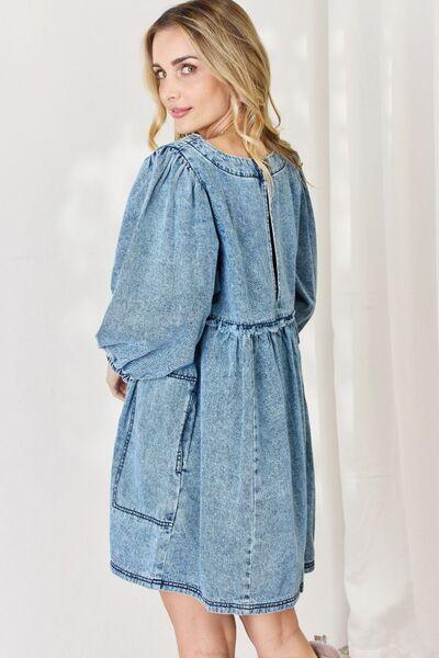 HEYSON Full Size Oversized Denim Babydoll Dress - AMIClubwear