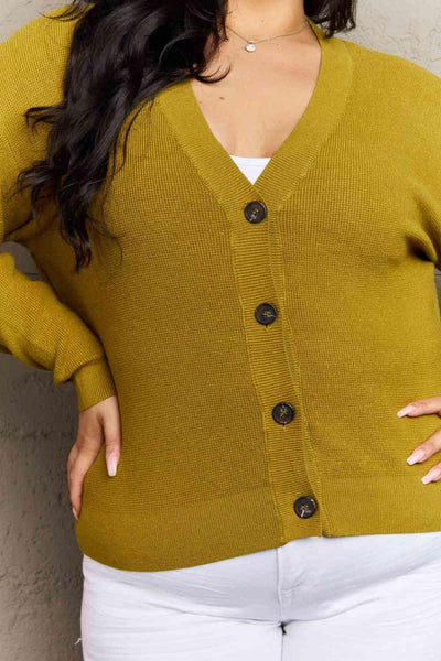 Zenana Kiss Me Tonight Full Size Button Down Cardigan in Chartreuse - AMIClubwear