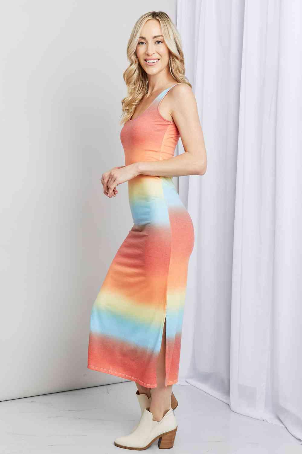 Zenana Gradient Sleeveless Slit Midi Dress - AMIClubwear