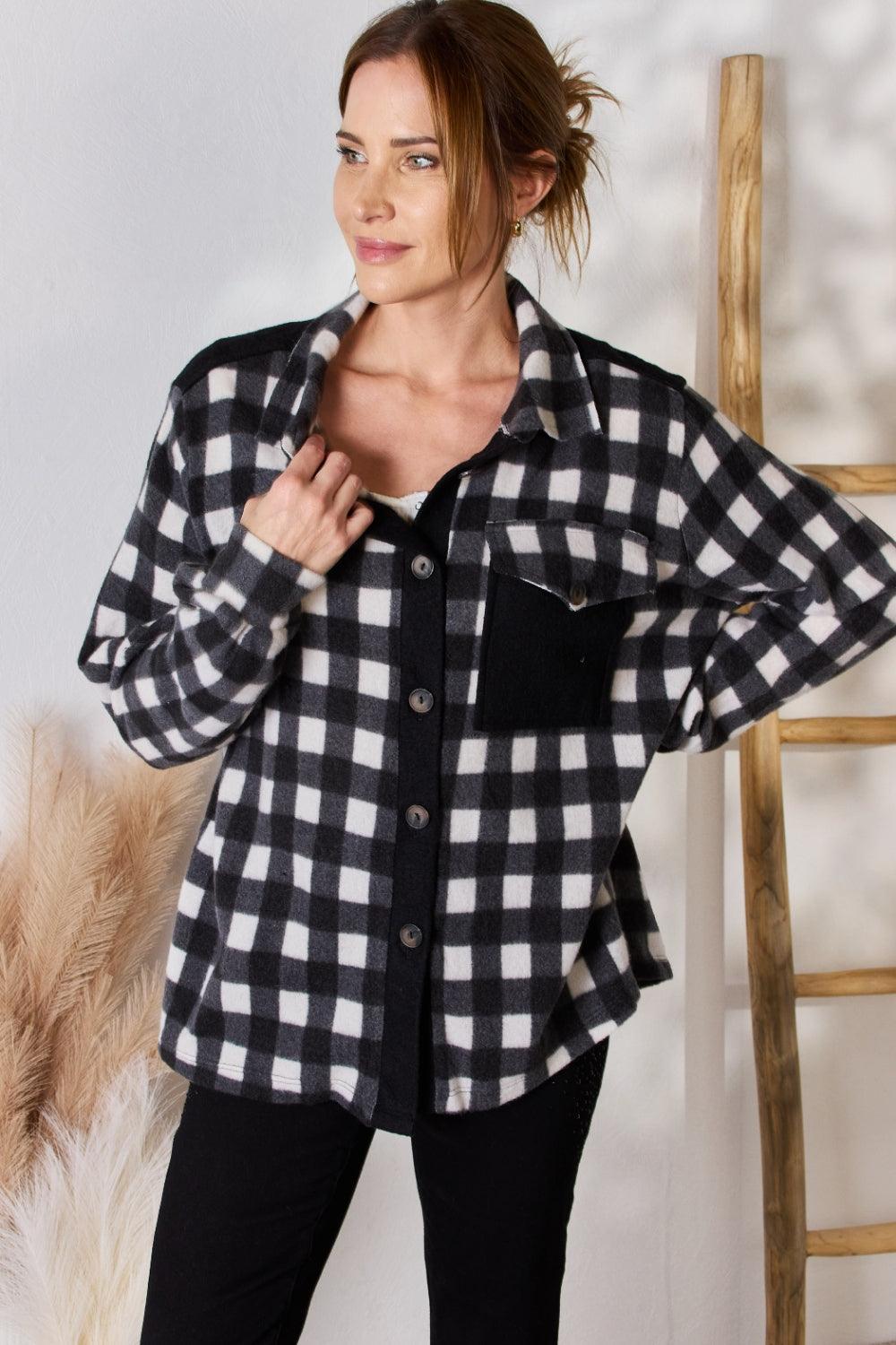 Hailey & Co Full Size Plaid Button Up Jacket - AMIClubwear