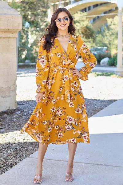 Floral Flounce Sleeve Tiered Dress