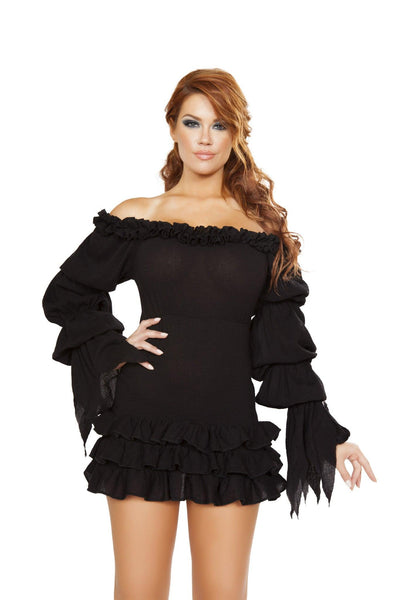 4770 - Ruffled Pirate Dress with Sleeves & Multi Layered Skirt - AMIClubwear