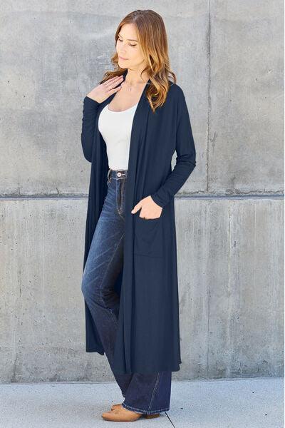 Basic Bae Full Size Open Front Long Sleeve Cover Up - AMIClubwear