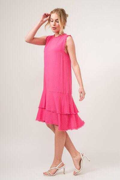 And The Why Washed Fringe Detail Tiered Dress - AMIClubwear