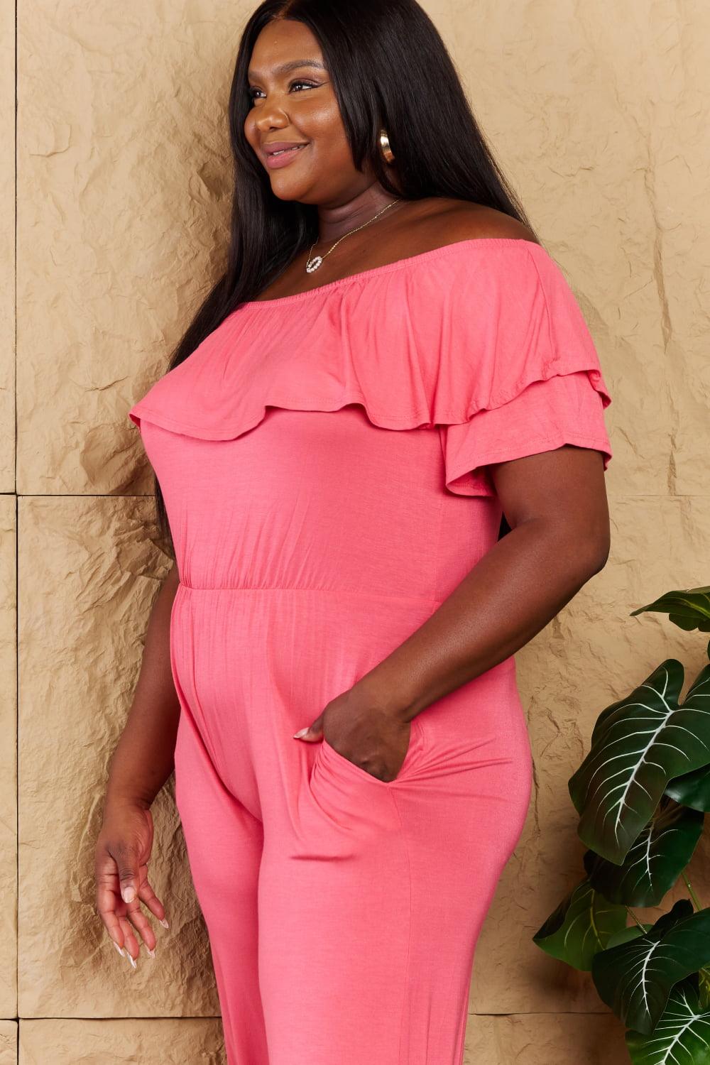 Heimish My Favorite Full Size Off-Shoulder Jumpsuit with Pockets - AMIClubwear