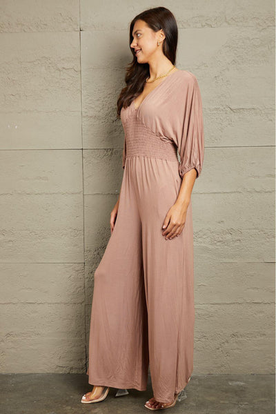 Culture Code Full Size Smocking Waist Jumpsuit - AMIClubwear
