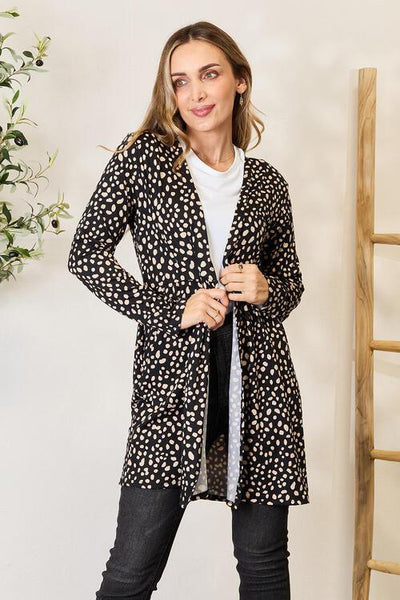 Heimish Full Size Printed Open Front Cardigan - AMIClubwear