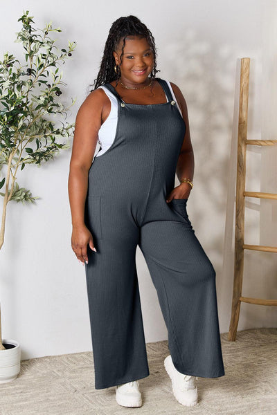 Double Take Full Size Wide Strap Overall with Pockets - AMIClubwear