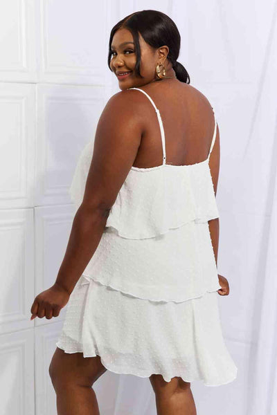 Culture Code By The River Full Size Cascade Ruffle Style Cami Dress in Soft White - AMIClubwear