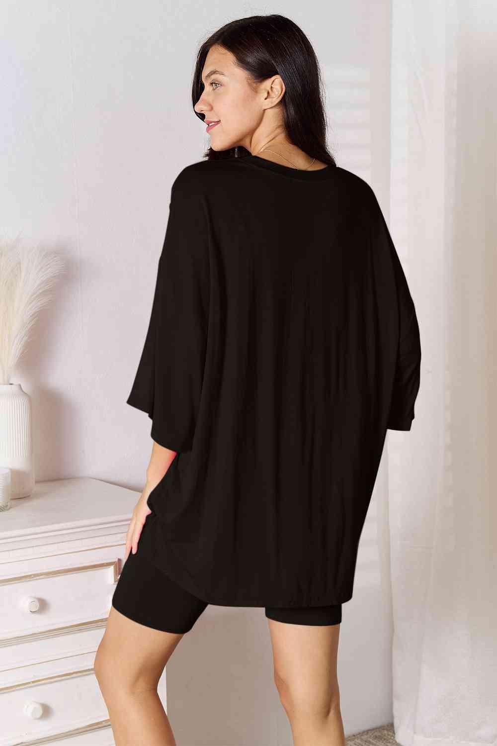 Basic Bae Full Size Soft Rayon Three-Quarter Sleeve Top and Shorts Set - AMIClubwear