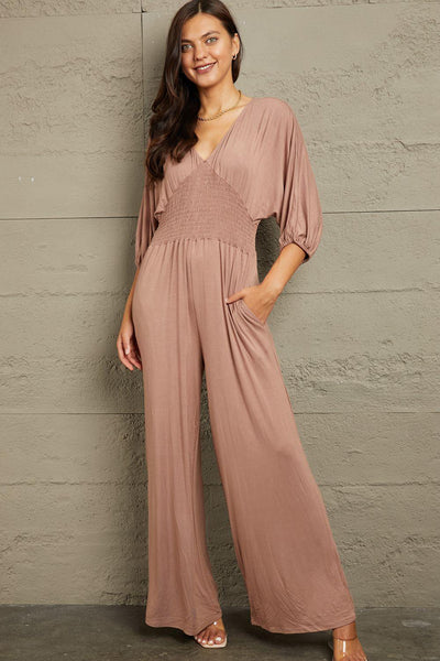 Culture Code Full Size Smocking Waist Jumpsuit - AMIClubwear