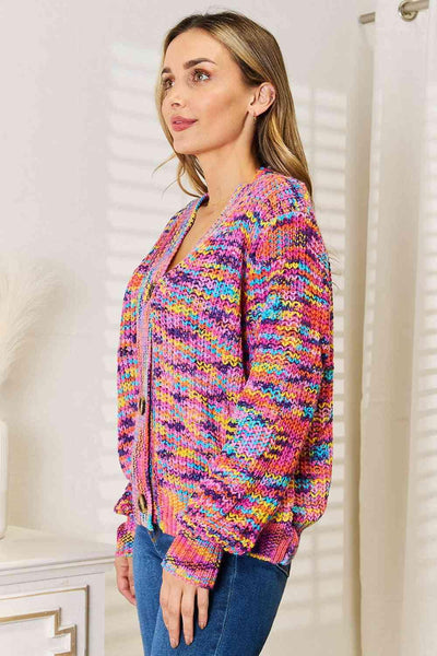 Woven Right V-Neck Long Sleeve Cardigan - AMIClubwear