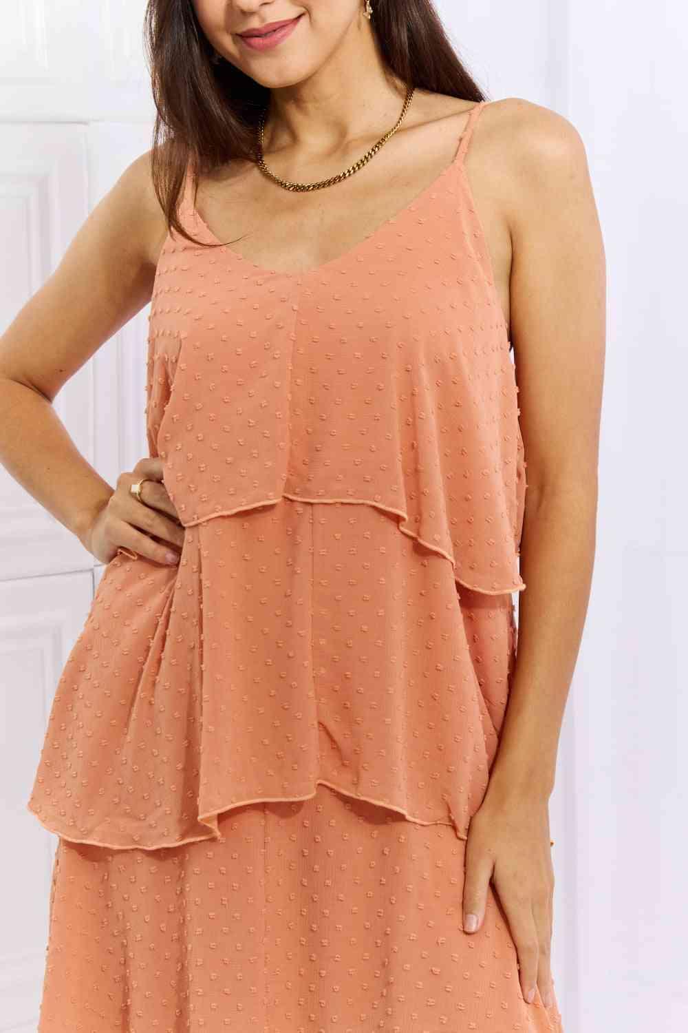 Culture Code By The River Full Size Cascade Ruffle Style Cami Dress in Sherbet - AMIClubwear