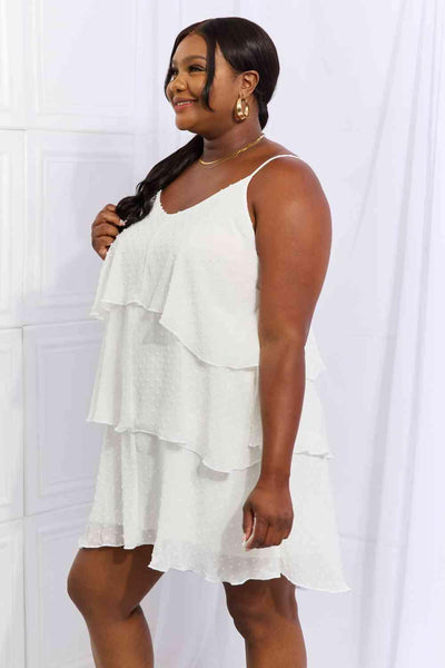 Culture Code By The River Full Size Cascade Ruffle Style Cami Dress in Soft White - AMIClubwear