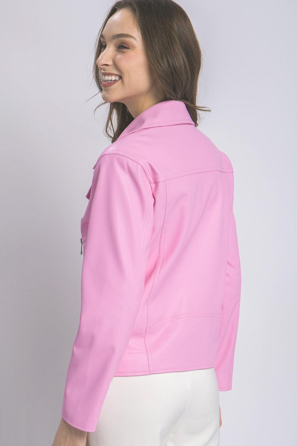 LOVE TREE Collared Neck Zip Up Jacket - AMIClubwear