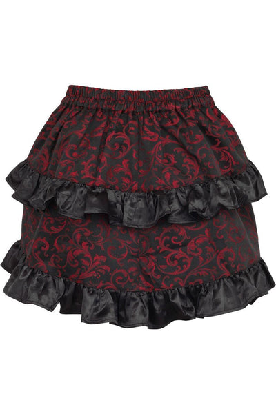 Red/Black Brocade Ruched Bustle Skirt - AMIClubwear