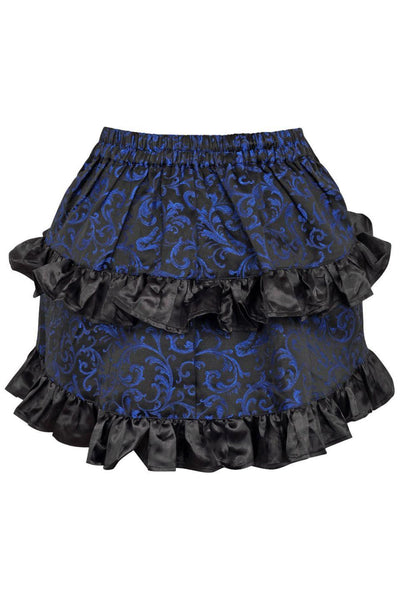 Blue/Black Brocade Ruched Bustle Skirt - AMIClubwear