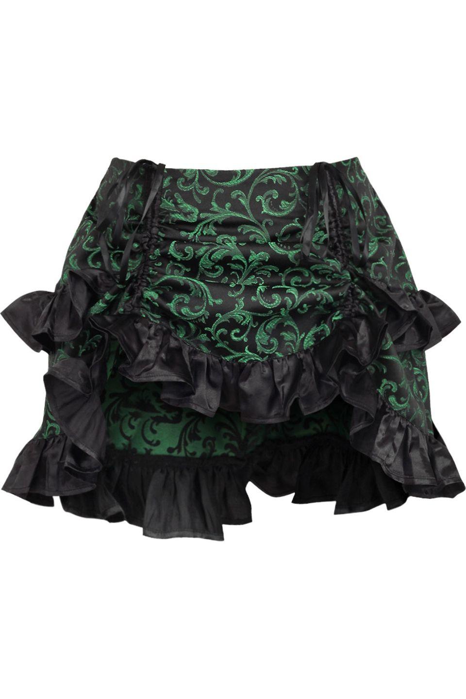 Green/Black Brocade Ruched Bustle Skirt - AMIClubwear