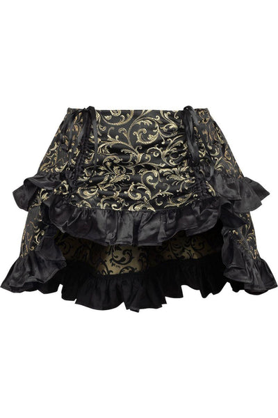 Gold/Black Brocade Ruched Bustle Skirt - AMIClubwear