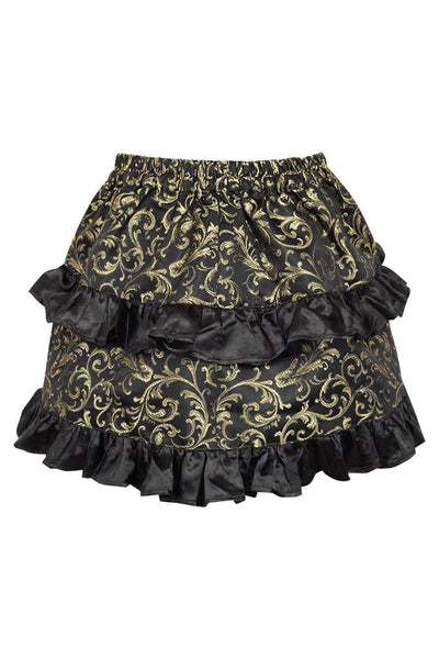 Gold/Black Brocade Ruched Bustle Skirt - AMIClubwear